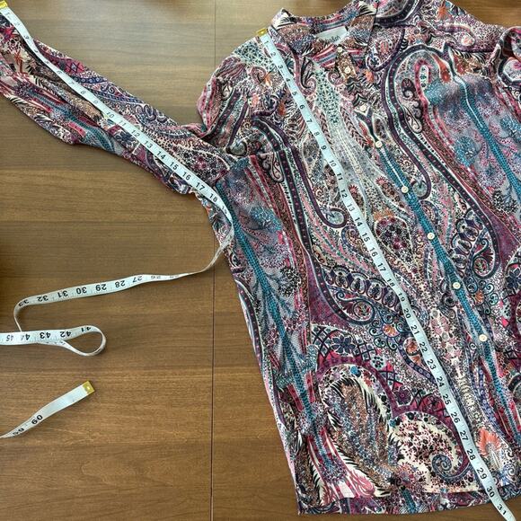 BA & SH | Women’s Blake Paisley Print Long Sleeve Blouse Lady Shirt Button Down - Picture 11 of 13
